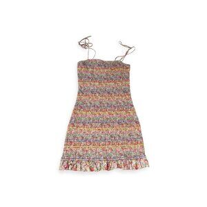 Storia Smocked Floral Sundress SZ L Rainbow Dress